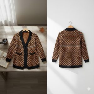 Premium Black & Orange Knit Blazer for Women