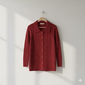 Elegant Maroon Knit Cardigan for Women