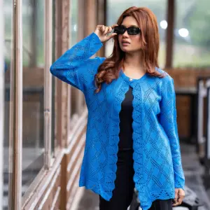 Sky Blue Diamond Knit Cardigan