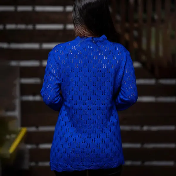 Royal Blue Winter Knit Cardigan - Image 3