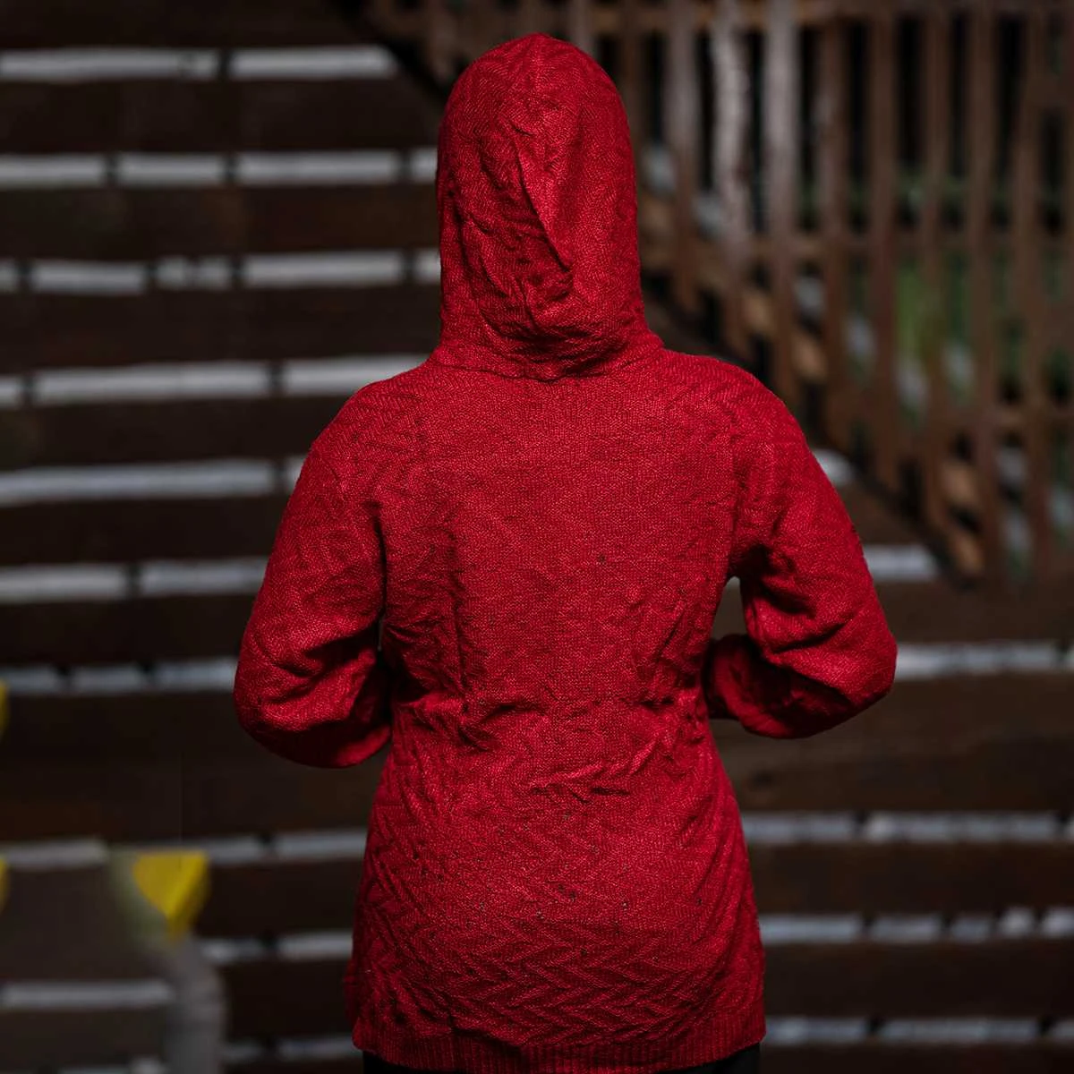 Women’s Maroon Knit Hoodie Cardigan - Image 5