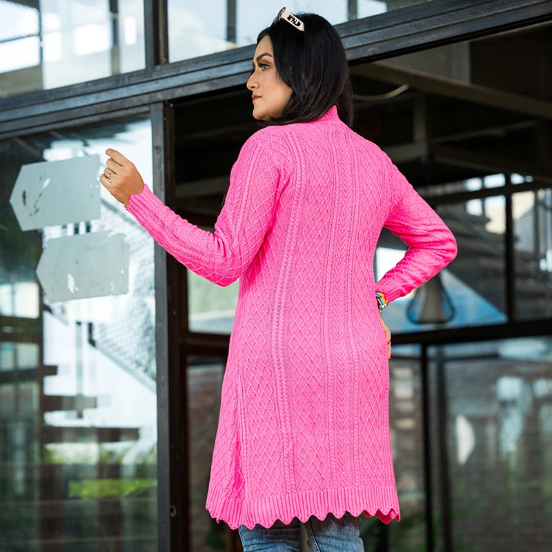 Pink Winter Elegance Cardigan - Image 4