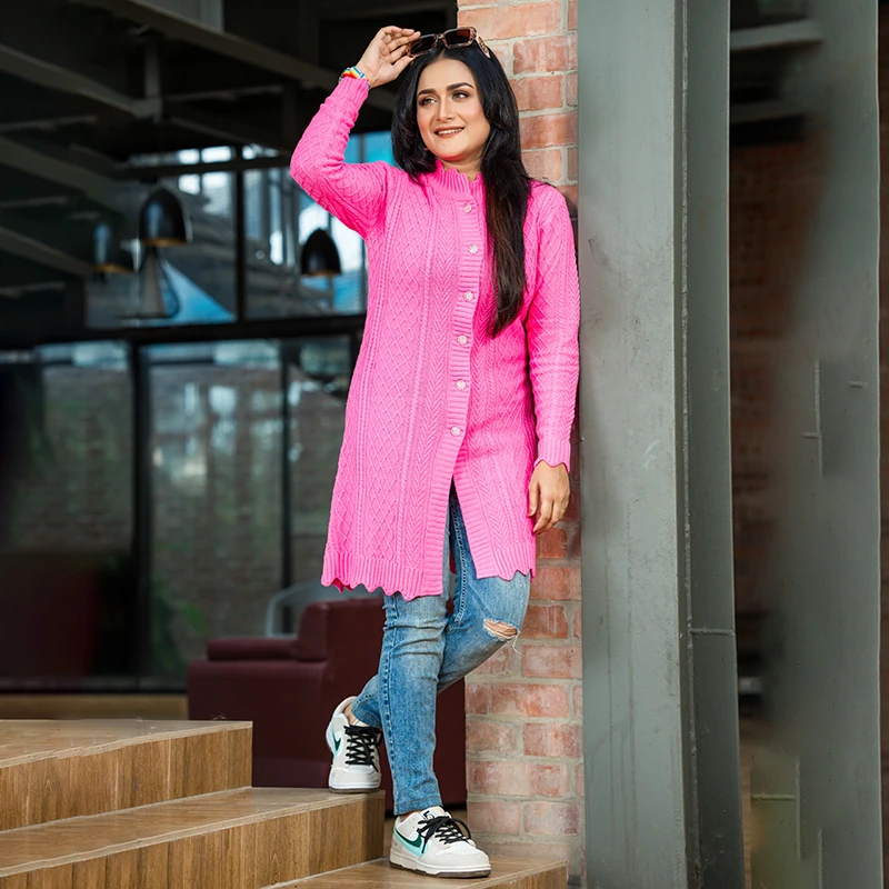 Pink Winter Elegance Cardigan - Image 5