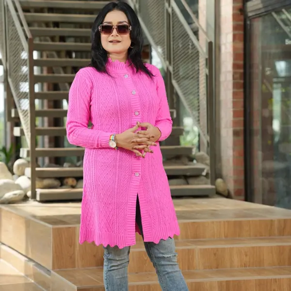 Pink Winter Elegance Cardigan - Image 2