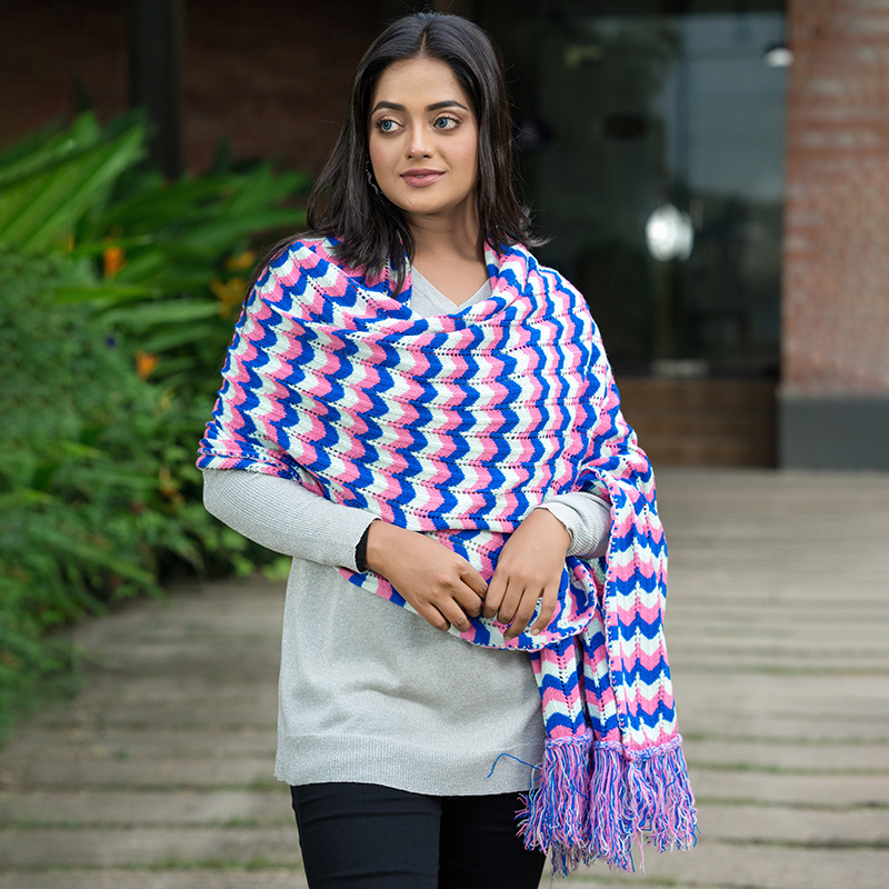 Multi-Color Zigzag Winter Shawl
