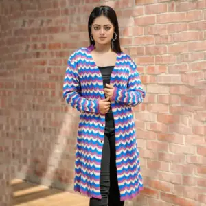 Color Wave Long Knit Cardigan