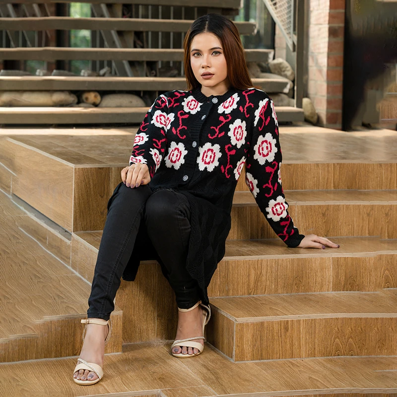 Floral Grace Winter Cardigan - Image 3