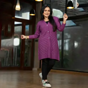 Women’s Premium Long Hollow-Knit Winter Cardigan