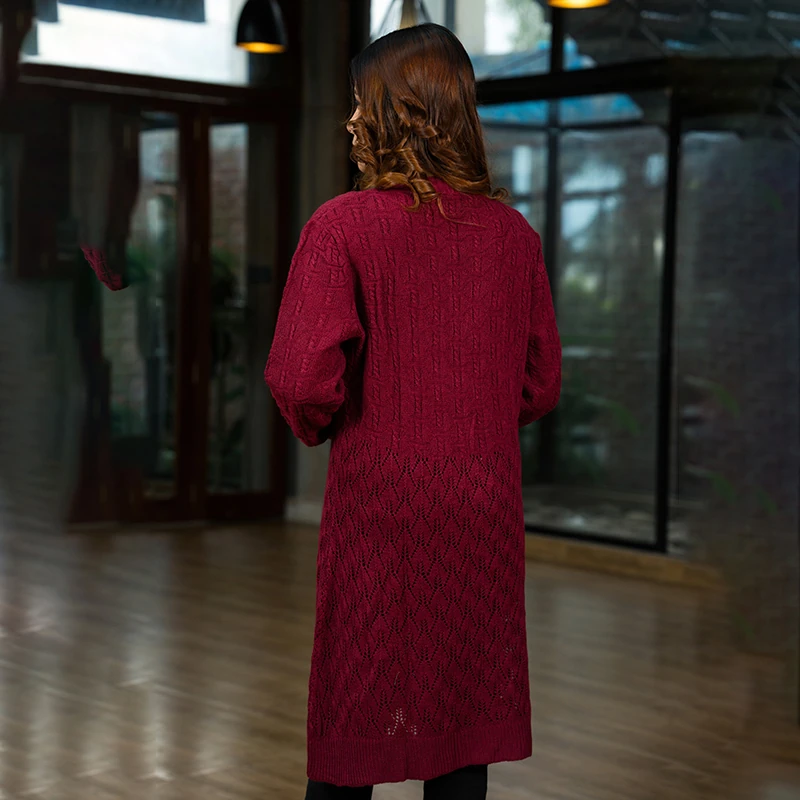 Wine Maroon Classic Knit Cardigan - Image 5