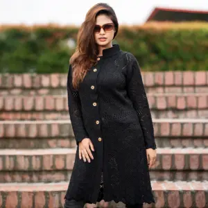 Elegant Black Long Knit Cardigan for Women