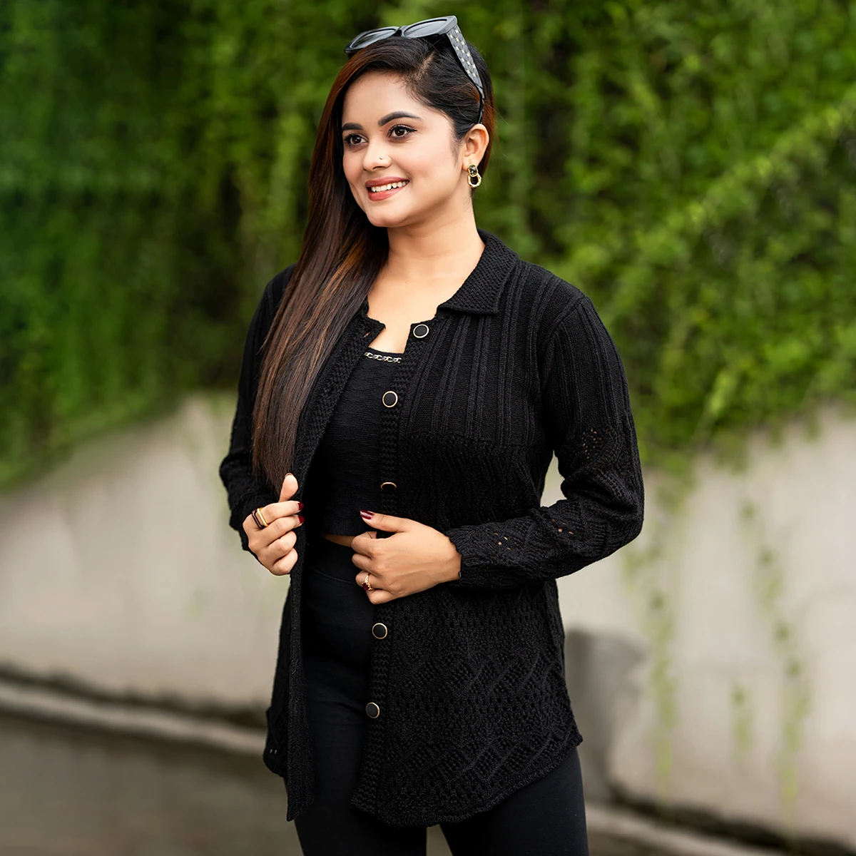 Classic Black Knit Cardigan for Women