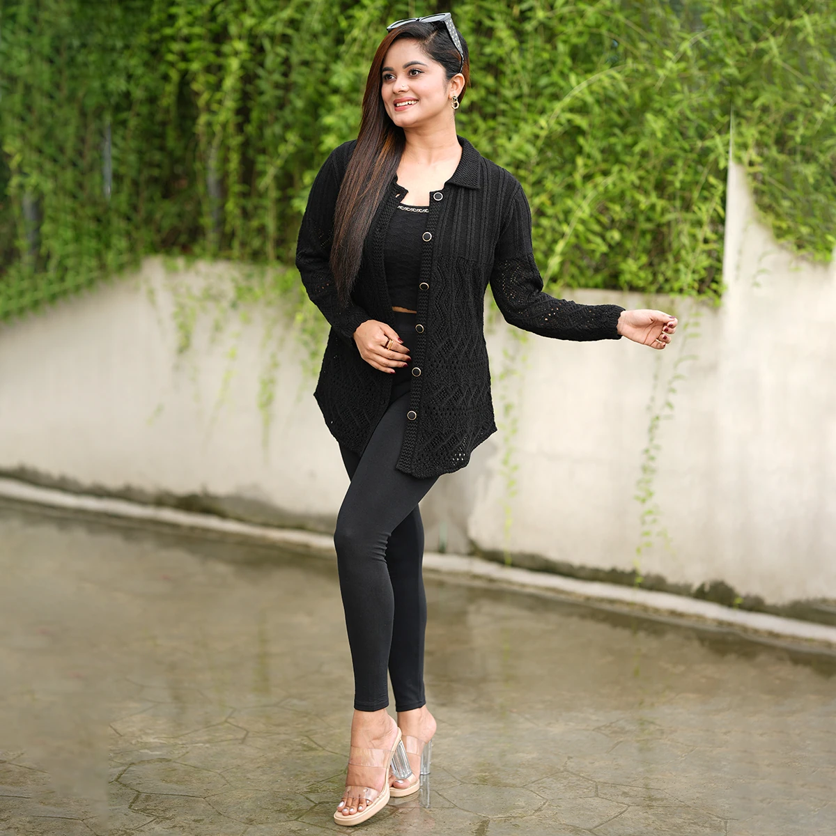 Classic Black Knit Cardigan for Women - Image 2