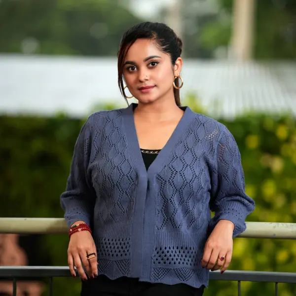 Classic Blue Knit Top for Women - Image 2