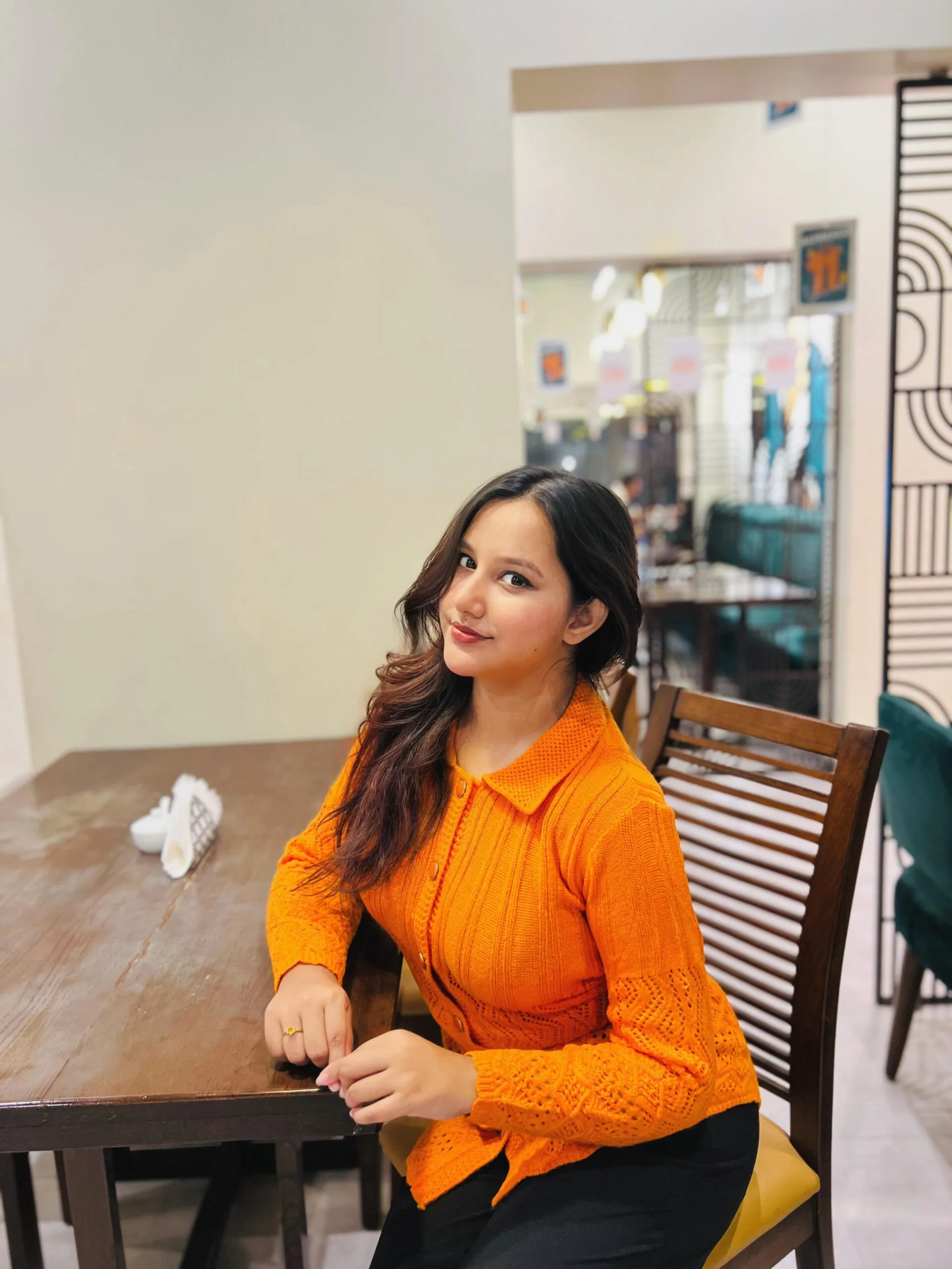 Bright Orange Knit Cardigan for Women - Image 5