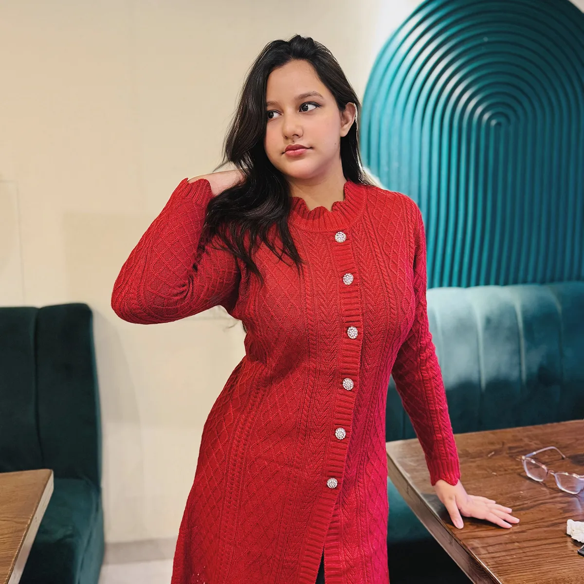 Women’s Premium Long Button Cardigan - Image 3